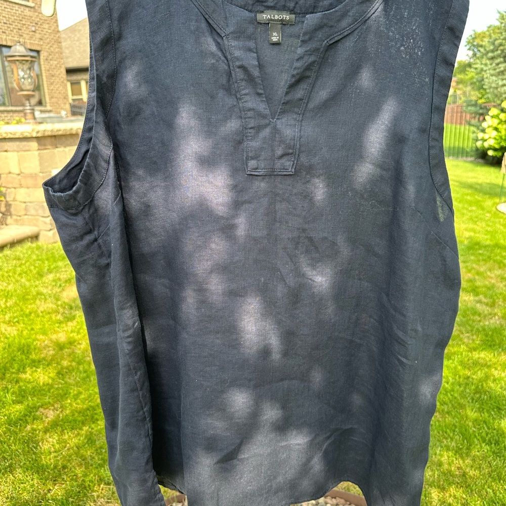 Talbots Navy Linen Top